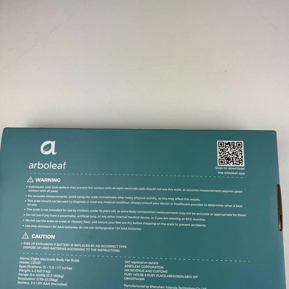 Arboleaf Body Fat Scale CS10P Smart Digital BMI Composition Black New
